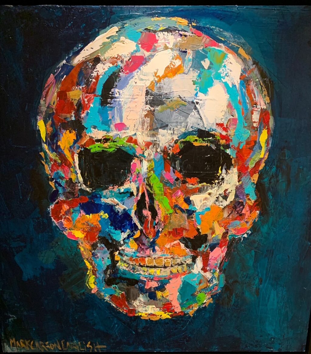 mark carson english abstract skull black